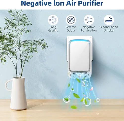 Vista 7 de Purificador de aire enchufable mejorado 2026, paquete de 4 ionizadores de aire para el hogar, silencioso, sin filtro, mini purificador de aire