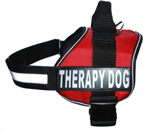 Vista 9 de Arnés de chaleco para perro de terapia con parches de Velcro removibles, la compra incluye 2 parches reflectantes con el texto «Therapy Dog» Antes