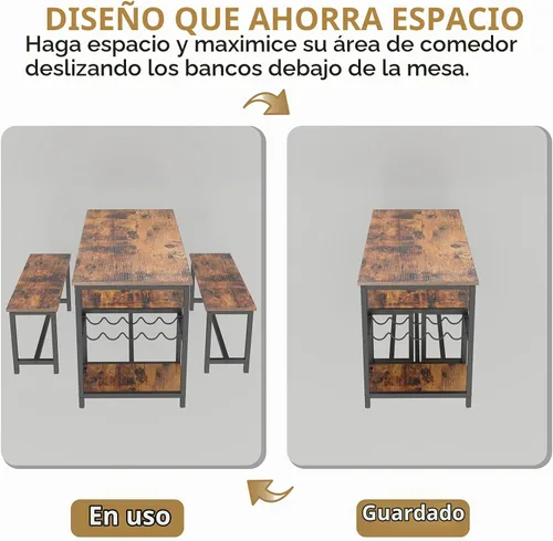 Vista 4 de Juego de mesa de comedor para 4-6 personas, mesa de comedor de cocina