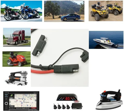 Vista 4 de Cable de carga de batería SAE 10 AWG SAE a junta tórica, conectores de terminal de anillo tórico, cable de extensión SAE de desconexión rápida de 2