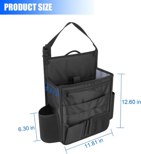 Vista 2 de Organizador para el Asiento Delantero del Auto, Bolsa de Almacenamiento Colgante con Múltiples Bolsillos para el Asiento Trasero del Pasajero