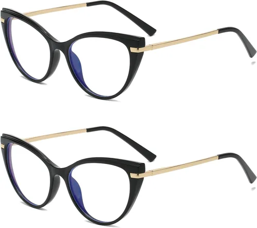 Vista 15 de LJCZKA Gafas de bloqueo de luz azul para mujer, antirojo, satrás, para computadora, ojo de gato, montura transparente