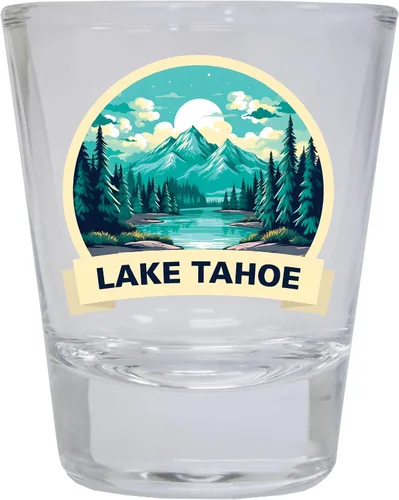 Vista 7 de Lake Tahoe California Design A Souvenir - Vaso de chupito redondo de 1.5 onzas, color azul Azul Individual