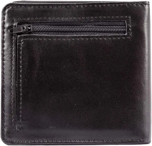 Vista 4 de Big Skinny Billetera de cuero con bolsillo con cremallera, para hombre