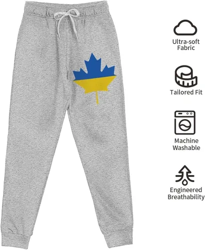 Vista 7 de Ukraine Flag Canada Maple Leaf Men's Casual Yoga Sweatpants Workout Athletic Elastic Waist Pants Outdoor Jogger Pants Black