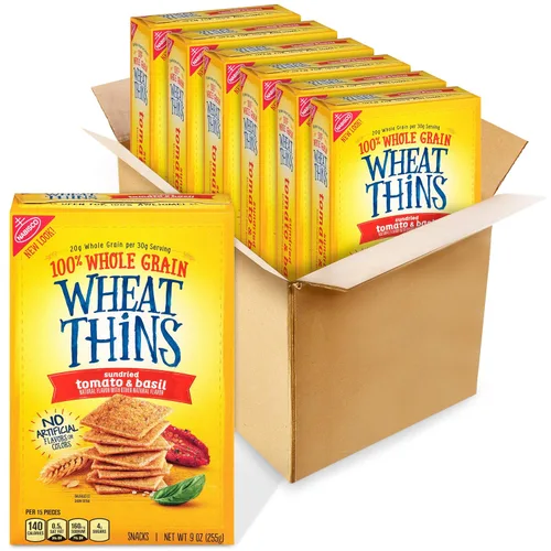 Vista 28 de Wheat Thins Galletas con un toque de sal, bajas en sodio, galletas integrales de trigo, paquetes a granel, 6 cajas de 8.5 onzas cada una Galletas
