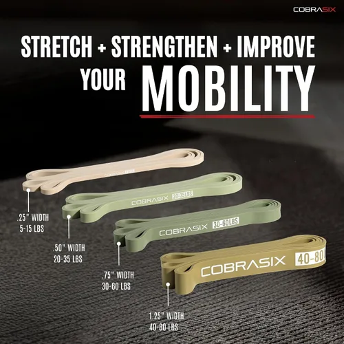 Vista 2 de COBRASIX Resistance Bands for Working Out, Light Stretching Bands, Long Loop Exercise Bands for Strength Training, Pull Ups Assistance, Physical