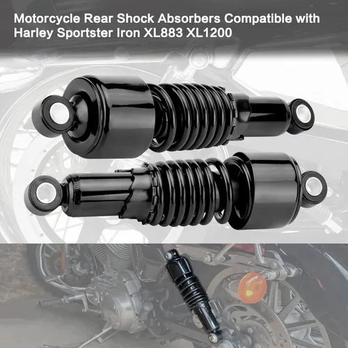 Vista 7 de Amortiguadores traseros para motocicleta de 10.5 pulgadas/10.512 in, kit de suspensión trasera negra, repuesto para Harley Sportster Iron XL 883