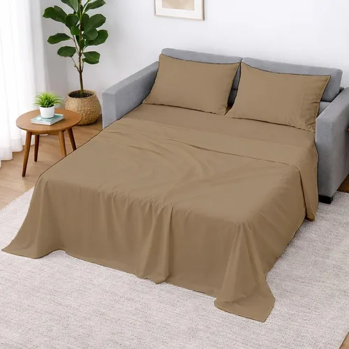 Vista 16 de Cottington Lane Juego de 4 piezas de sábanas para sofá cama tamaño matrimonial, 100% algodón egipcio de alta calidad para sofá cama, sofá biplaza