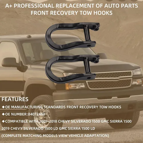 Vista 2 de Dasbecan - Ganchos de remolque frontales compatibles con Chevy Silverado GMC Sierra 1500 2007-2019 2019 Chevy Silverado GMC Sierra 1500 LD Reemplaza