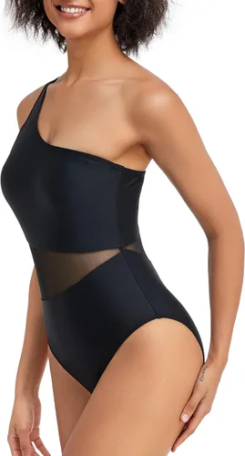Vista 5 de GETZWA Traje de baño de una pieza para mujer, traje de baño de un hombro con lazo lateral
