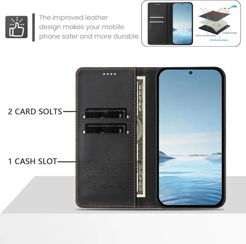 Vista 7 de Funda compatible con Tecno Spark Go 1 / 1S / Spark Go 2025, compatible con Tecno Pop 9 4G 【Bloqueo RFID】【Tarjetero con cierre magnético】 Marrón