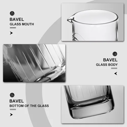 Vista 4 de BaveL Vaso mezclador de cristal, cristal profesional extra grande de 20 onzas, vidrio mezclador sin plomo, diseño sin costuras de alta calidad, gran