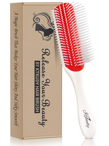 Vista 7 de Cepillo de pelo rizado para desenredar, peinar y definir rizos y ondas, 9 filas Removable rows adjust tension, Firm nylon pins, Gentle detangling