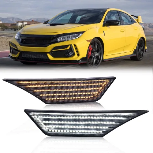 Vista 9 de PIT66 Luces LED laterales de señalización Switchback compatible con Honda Civic 2016 2017 2018 2019 2021, lente ahumada, 33850TBAA02 33850TBAA01