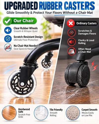 Vista 7 de E-Motie Silla de oficina de cuero, silla de escritorio moderna de mediados Marrón