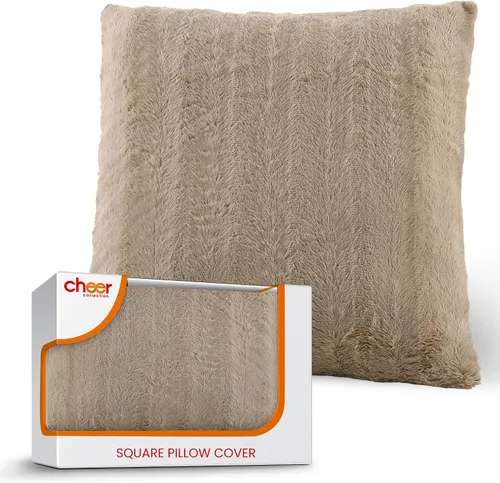 Vista 16 de Cheer Collection Funda de Almohada Decorativa de Piel Sintética 18x18 pulgadas– Funda de Almohada de Acento Decorativa Suave para Sofá o Cama, Funda
