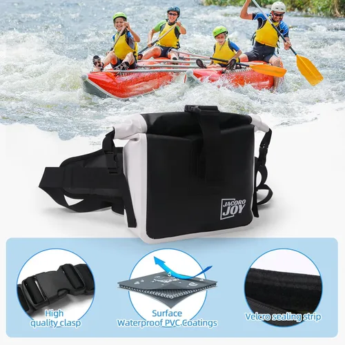 Vista 12 de Riñonera impermeable, bolsa seca flotante con correa ajustable para la cintura de gran capacidad, bolsa de cintura impermeable para kayak, barco