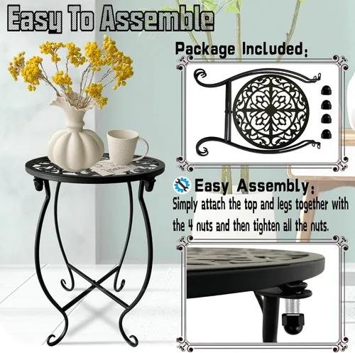 Vista 4 de Soporte para plantas para interiores y exteriores, soporte para macetas de 15 pulgadas de alto, soporte redondo de esquina de metal para maceta
