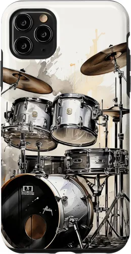 Vista 13 de Vintage Drum Set Drawing Funda para iPhone 17