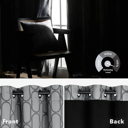Vista 4 de Deconovo Cortinas 100% opacas de 84 pulgadas de largo para dormitorio con Gris ceniza
