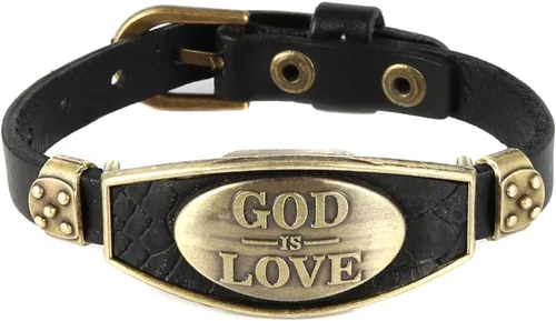 Vista 2 de STWTR Pulsera de cuero de aleación punk para hombre, pulsera de personalidad de moda ajustable, color negro
