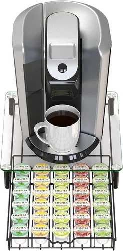 Vista 4 de Deco Brothers Cajón Portador de Cristal Templado para K-Cup para Almacenamiento de 30 Cápsulas de Café, Negro