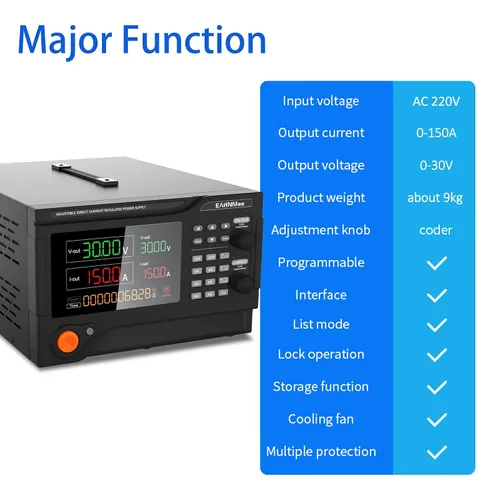 Vista 5 de Fuente de alimentación CC 30V 150A, 4500W de alta potencia, programable variable ajustable, conmutación regulada, fuente de alimentación de banco