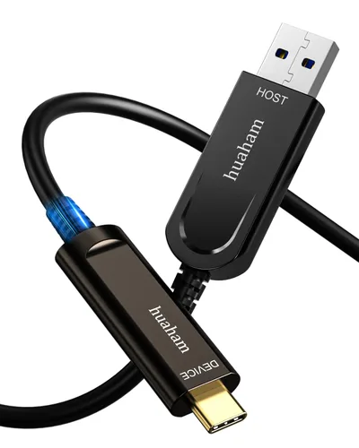 Vista 9 de Cable de fibra óptica USB A a USB C de 50 pies, paquete de 2 unidades, cable activo USB 3.2 Gen2 de 10 Gbps con chip SiliconLine de Alemania, ultra