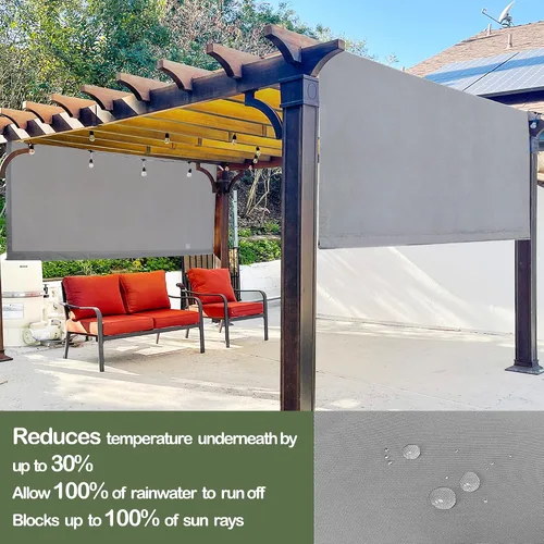 Vista 3 de Alion Home Toldo de repuesto universal impermeable con bolsillo para cortinero para pérgola (12 x 6.5 pies, gris)