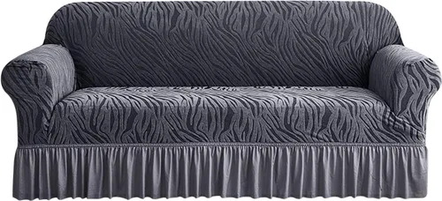 Vista 9 de MBROS Funda de sofá con falda, funda de sofá de alta elasticidad, protector de muebles para sala de estar, tela elástica de elastano, funda de sofá