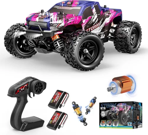 Vista 9 de Autos RC 1:18 4x4 Camión monstruo de alta velocidad para niños y adultos, vehículo de control remoto todoterreno de 22.4 mi/h, camión RC impermeable