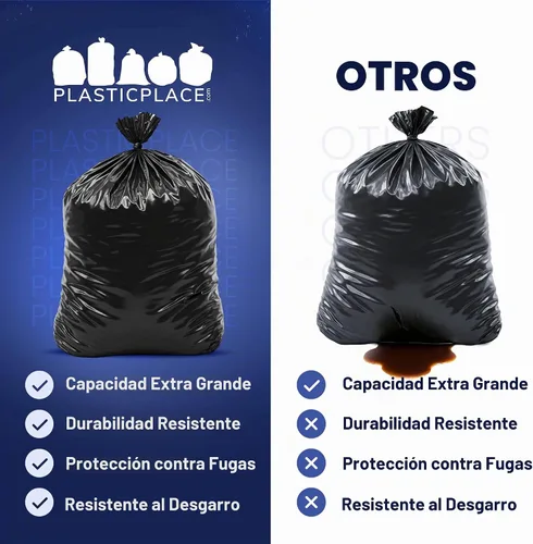 Vista 6 de Bolsas de basura de 64 galones para cubo, negras, 1,5 ml, 50 x 60, 50 bolsas) por caja Negro