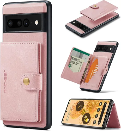 Vista 20 de Funda para Google Pixel 6 Pro, cartera magnética desmontable con ranura para efectivo, soporte de carga inalámbrica, función atril compatible