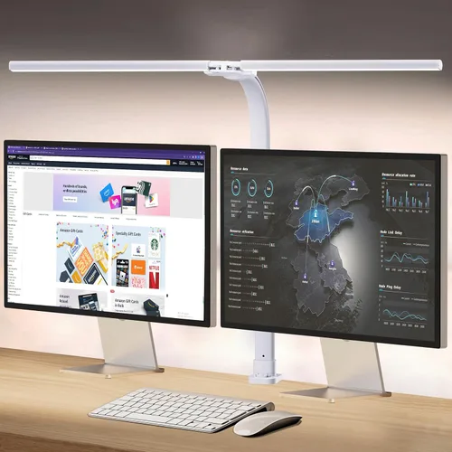 Vista 9 de AKRRYR Lámpara de escritorio LED para el hogar y la oficina, lámpara de 24 W brillante y para el cuidado de los ojos con base, luz de trabajo