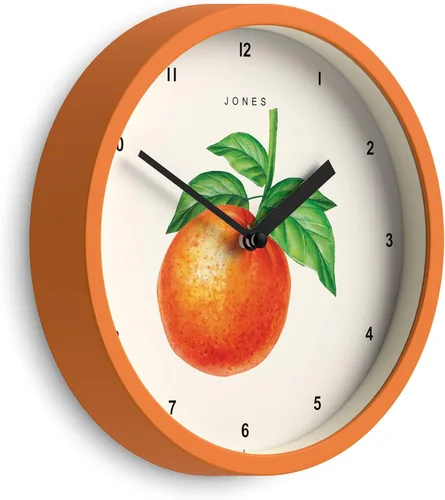 Vista 7 de JONES CLOCKS® Reloj de pared de frutas Reloj redondo pequeño 8 pulgadas Crema Arte botánico ilustrado de fresa Ideal para cocina y comedor.