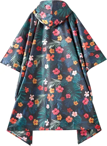Vista 7 de PTEROMY Poncho de lluvia para adultos con capucha y cremallera de 14, abrigos de lluvia ligeros para mujeres y hombres, artículos esenciales