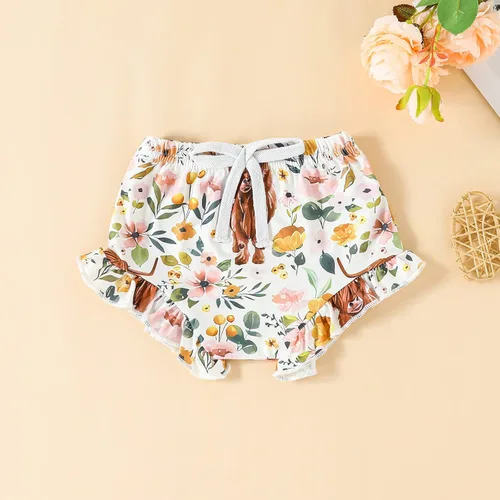 Vista 7 de Ropa para bebé niña Daddys Girls Ruffle Romper Top Manga Corta Body Floral Tutu Shorts Conjunto Recién Nacido Verano Traje
