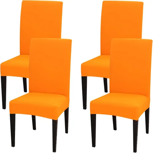 Vista 21 de Juego de 4 fundas para sillas de comedor, fundas elásticas de elastano para sillas de comedor, extraíbles y lavables, protectores desmontables