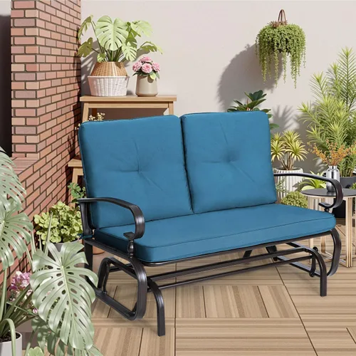 Vista 2 de Incbruce Silla Mecedora Deslizante para Exteriores Banco Deslizante de Patio para 2 Personas, Asiento Loveseat de Porche Juego de Sillas de Patio