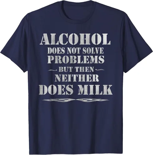 Vista 4 de Alcohol Does Not Solve Problems. But Then, Neither Does Milk T-Shirt Asphalt Grey