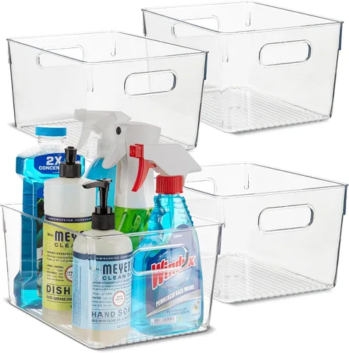 Vista 19 de Contenedor de plástico transparente para almacenamiento de alimentos con asas para organizar cocina, despensa, refrigerador, congelador, despensa