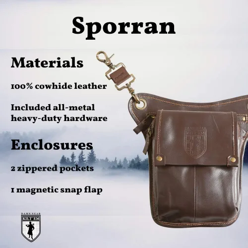 Vista 4 de Damn Near Kilt Em Premium Cuero Sporran Kilt Accesorio de Kilt