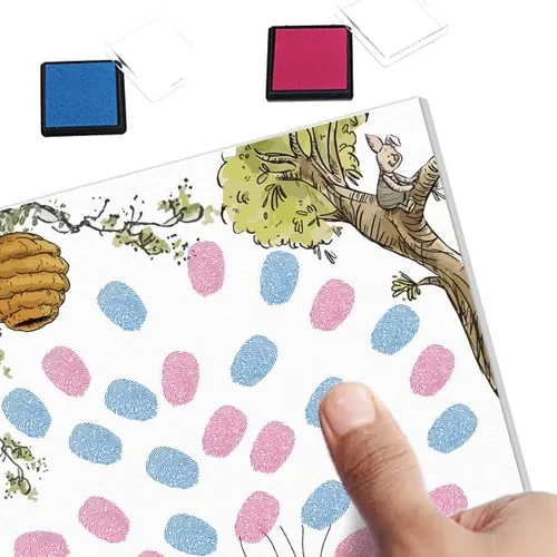 Vista 3 de Azbuk Árbol de Huellas Dactilares de Revelación de Género para Baby Shower, Juego de Revelación de Género de Baby Shower de Osito, Libro