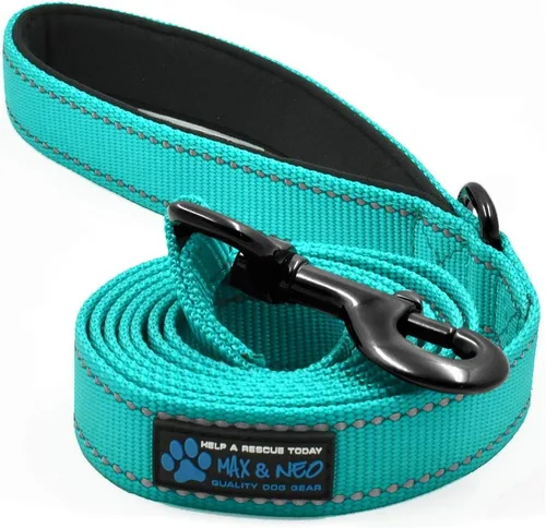 Vista 12 de Max and Neo Correa de nylon reflectante para perro - Donamos una correa a un rescate por cada correa vendida (Negro, 4 pies)