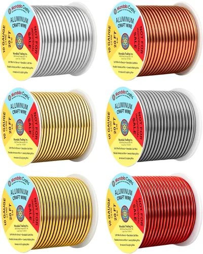 Vista 311 de Mandala Crafts - Alambre de aluminio anodizado de calibre 22 para hacer joyas - 137.2 m de alambre flexible surtido y coloreado - Doble para bonsái