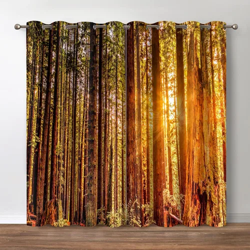 Vista 12 de Jekeno Cortinas opacas para oscurecer la habitación, con ojales, para ventana, atardecer, océano hawaiano, playa, tropical, palmera, decoración