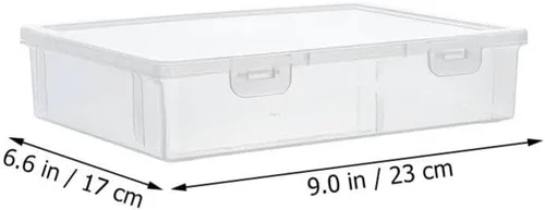 Vista 7 de NUOBESTY Estuche organizador de escritorio de oficina, estuche de plástico transparente para álbumes de recortes, caja de almacenamiento de papel