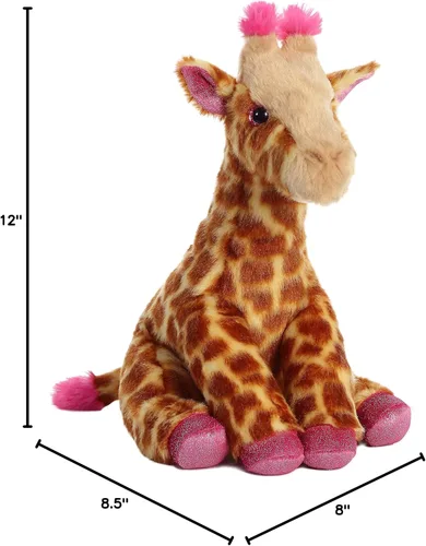 Vista 8 de Aurora® Huggable Destination Nation™ - Animal de peluche de jirafa - Exploración global - Diversión de aprendizaje - rosa de 12 pulgadas