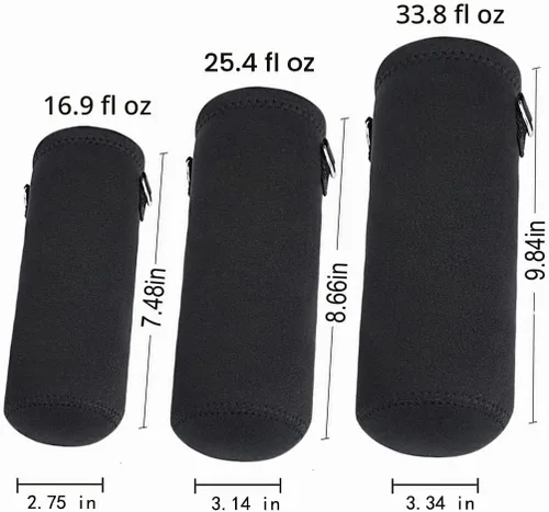 Vista 2 de AMARY - Bolsa de transporte de neopreno para botella de agua, con correa ajustable para el hombro, cubierta aislada para botellas de acero Negro